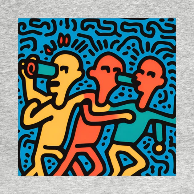 Funny Keith Haring, drink More Water by Art ucef